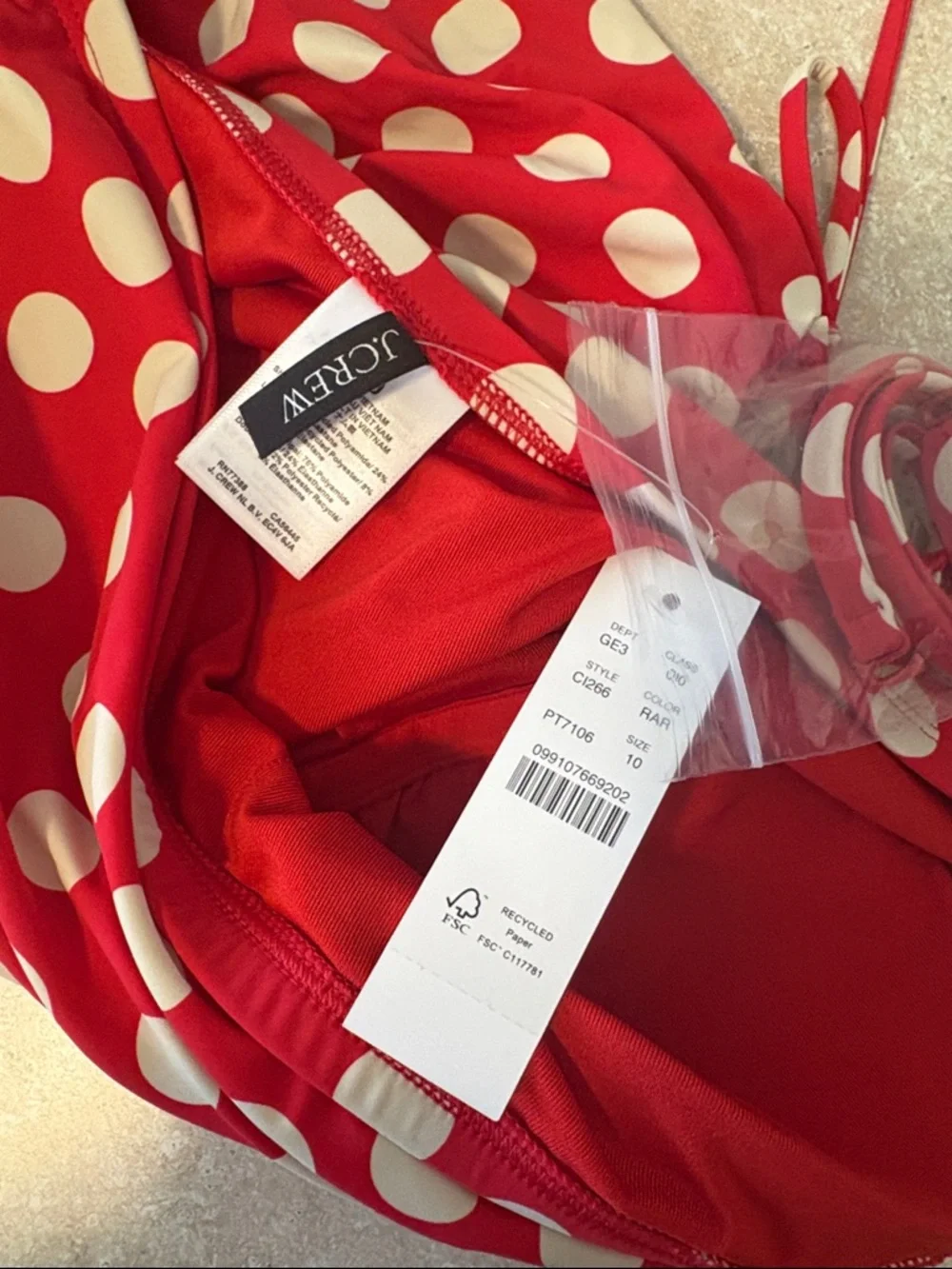 J. Crew Red and White Polka Dot One-Piece Swimsuit - Picture 3 of 5